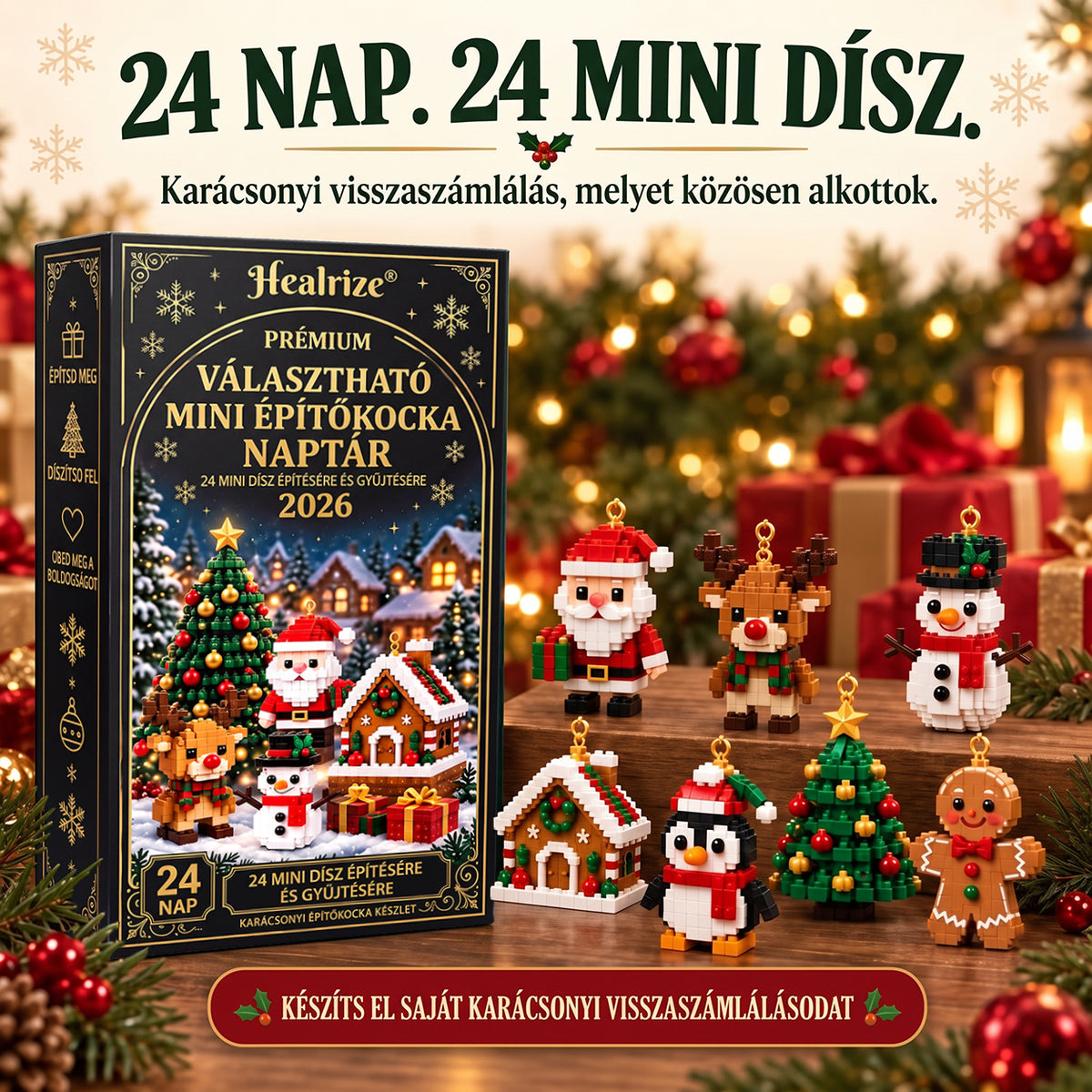 💎💎Adventní kalendář s 24 vánočními mini ozdobami z kostiček
