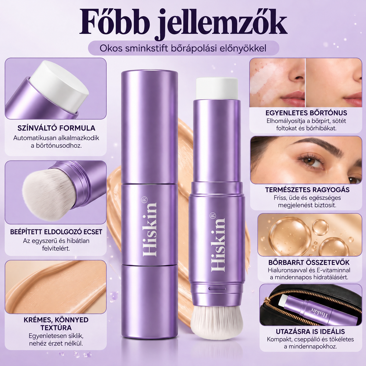 🌿🌿AZ UTOLSÓ 2 ÓRÁBAN · 80% KEDVEZMÉNY!  Hiskin® 2 az 1-ben színváltó alapozó stift | Elfedi az öregségi foltokat, halványítja a finom ráncok láthatóságát és hidratálja a bőrt – beépített ecsettel a fiatalos, ragyogó arcbőrért!