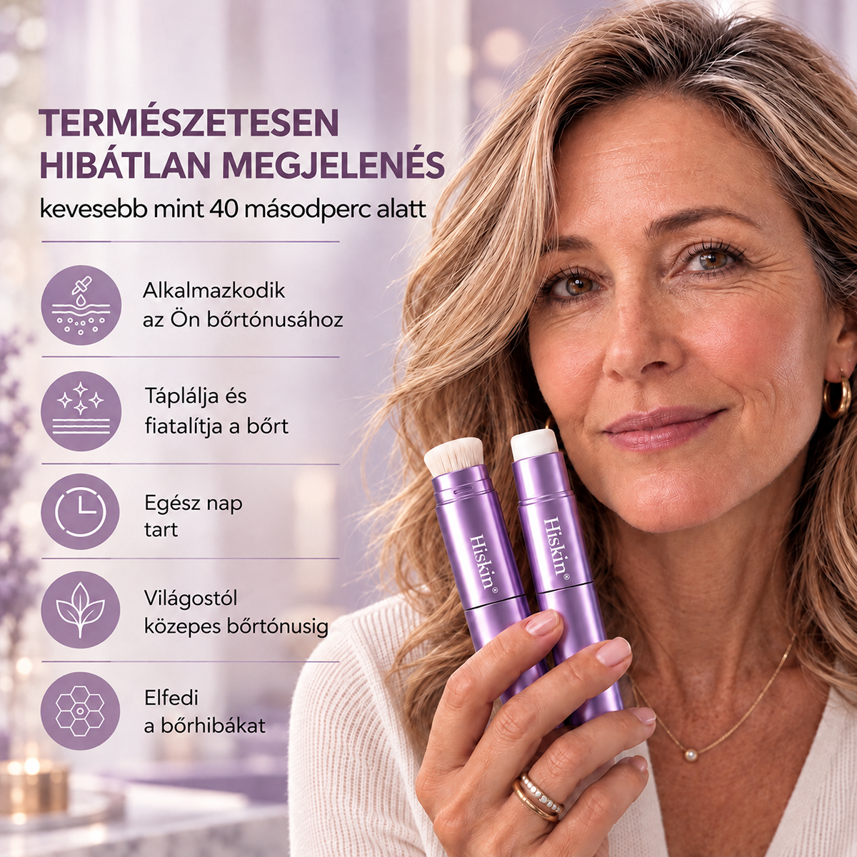 🌿🌿AZ UTOLSÓ 2 ÓRÁBAN · 80% KEDVEZMÉNY!  Hiskin® 2 az 1-ben színváltó alapozó stift | Elfedi az öregségi foltokat, halványítja a finom ráncok láthatóságát és hidratálja a bőrt – beépített ecsettel a fiatalos, ragyogó arcbőrért!